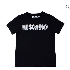 Moschino Kids Black Tee with Bold White Logo